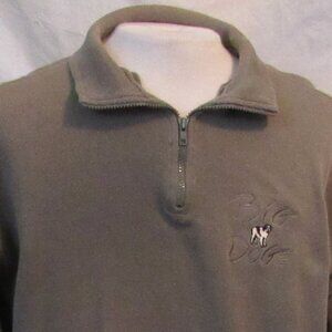Vintage Big Dogs Tan Quarter-Zip Sweater Size XL 100% Cotton Made in Turkey EUC